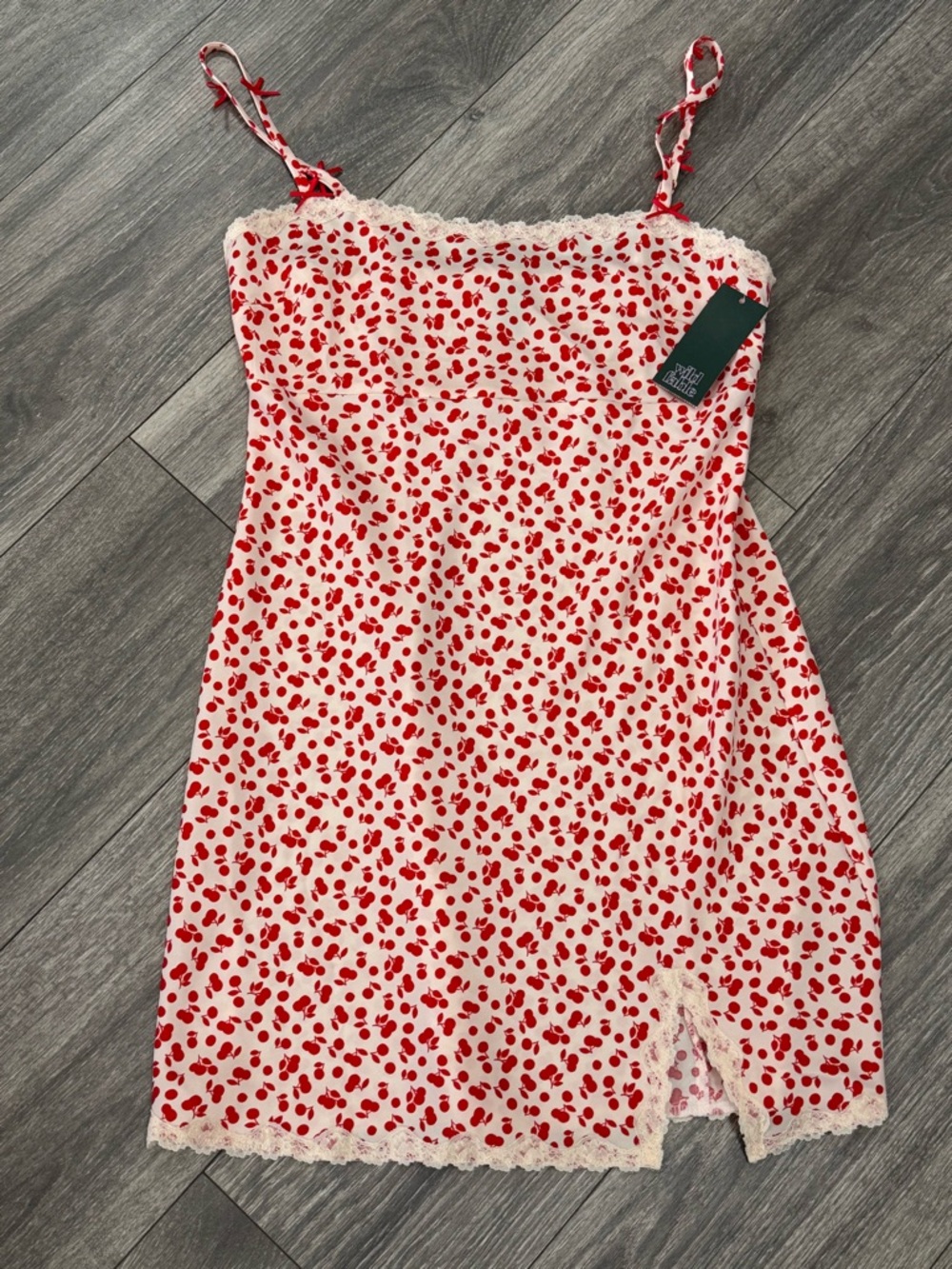 wild fable White Slip Dress with Red Cherry Print